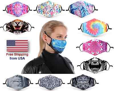 #ad Reusable Washable High Quality Fashion Face Mask Cover Filter Pocket 2 Filters $7.95