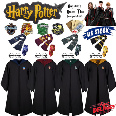 #ad Harry Potter Children Adult Robe Cloak Gryffindor Slytherin Cosplay Costume US $5.97