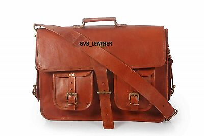 #ad Leather Vintage Messenger Satchel Laptop Briefcase Bag Men#x27;s New Real Glorious $57.00