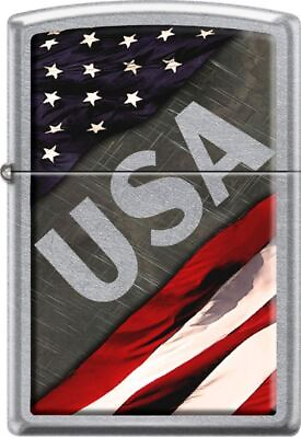 #ad Zippo American Flag Metal Steel Background Made In USA Street Chrome Lighter NEW $18.53