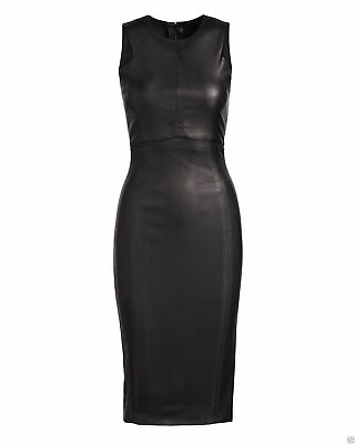 #ad Womens Black Leather Dress Genuine Lambskin Evening Cocktail Ladies Dress 016 $141.11