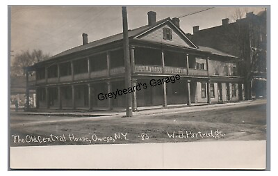 #ad RPPC Old Central House Hotel OWEGO NY Tioga County New York Real Photo Postcard $19.99