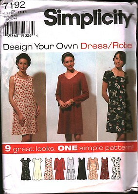 #ad 7192 Vintage Simplicity SEWING Pattern Misses Pullover Flared Knee Length Dress $5.59