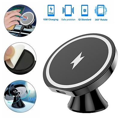 #ad 15W Magnetic Wireless Charger Car Mount Holder For iPhone 13 12 Pro Max MagSafVg $12.89