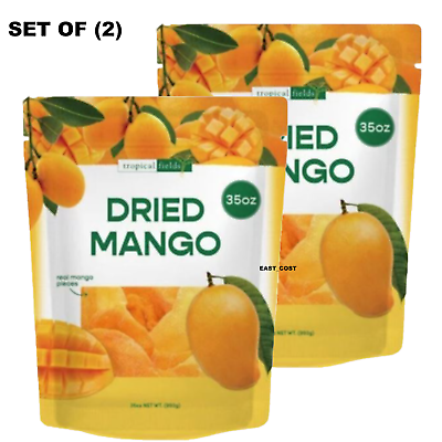 #ad 2 Tropical Fields Dried Mango 35 oz. Resealable Bag Less Sugar Organic Healthy $36.99