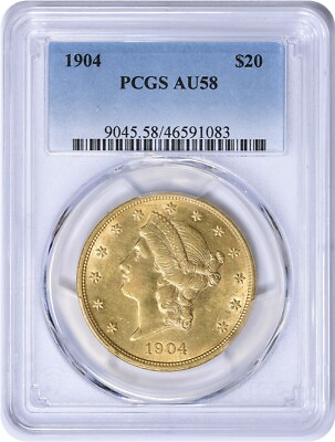#ad 1904 $20 Gold Liberty Head AU58 PCGS $2992.50