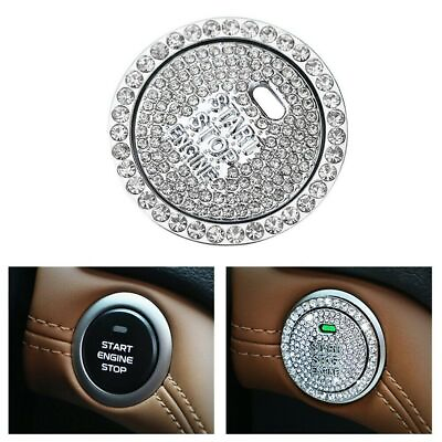 #ad 1pc Silver Car Interior Button Start Switch Diamond Ring Cap Cover Accessories $8.38