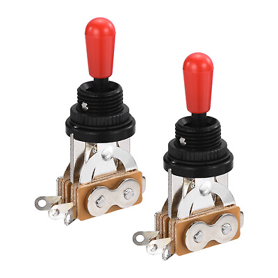 #ad 3 Way Short Straight Guitar Toggle Switch Black with Red Tip Knob Cap 2Pcs $8.33