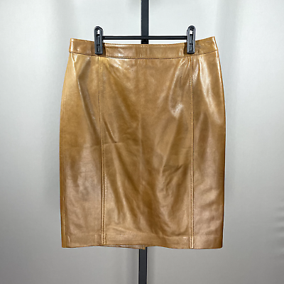 #ad NEW Talbots Brown Lamb Leather Pencil Skirt Womens 6 $74.99