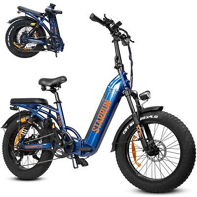 #ad STARRUN Folding Electric Bike 1200W Full Suspension Fat Tire E Bicycle for Adult $649.00