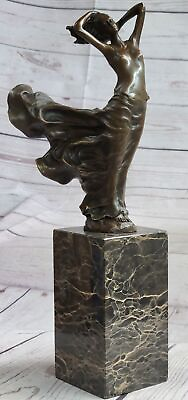 #ad Signed Milo Art Nouveau Deco Woman Statue Figurine Bronze Sculpture Decorative $249.00