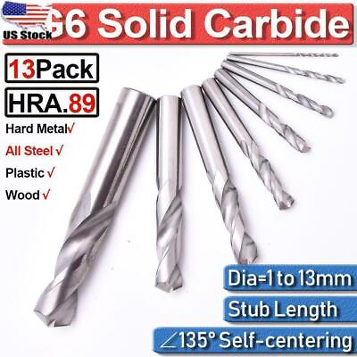 #ad Stainless Steel YG6 Tungsten Solid Carbide Drill Bits Set Stub Length Twist US $81.23