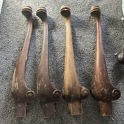 #ad Wood Furniture Table Legs 4 Salvage Queen Anne Curved Scroll Parts Repurpose $59.99