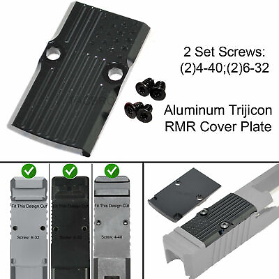 #ad Engraving Star Black Aluminum Trijicon RMR Cover Plate Fits G17 19 26 Cut Slides $9.99