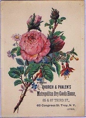 #ad Church amp; Phalen Metropolitan Dry Goods House Troy NY. Trade Card Pink Roses $8.83