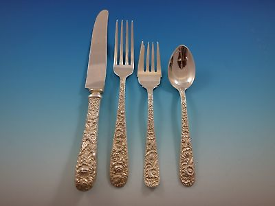#ad Repousse by Kirk Sterling Silver Flatware Set for 8 Service 32 pieces $1657.50