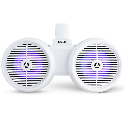 #ad Pyle 8quot; Dual 2 Way Marine Wakeboard Speakers LED Lights Waterproof Power Cable $118.99