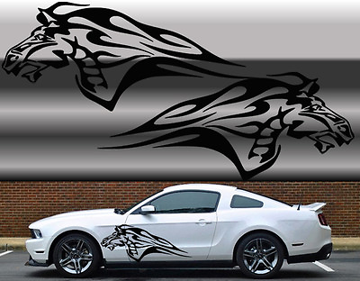 #ad Universal Mustang flaming horse Truck or car decal set in Black 20quot;x48quot; $28.00