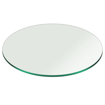 #ad Round Glass Table Top 3 8 Inch Thick with Pencil Polish Tempered Clear Glass $64.59