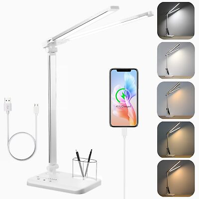 #ad LED Desk Lamp for Home Office Dual Swing Arm Desk Light with USB Charging P... $33.81