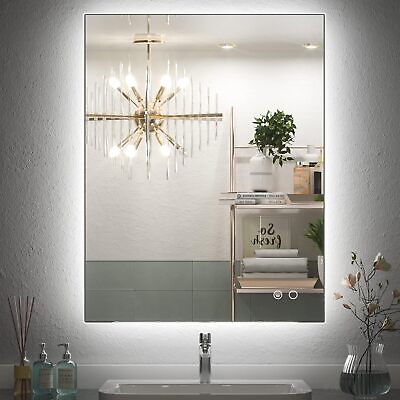 #ad 24quot;X32quot; LED Bathroom Mirror HD Anti fog Glass Wall mounted Touch Lighted Mirror $109.99