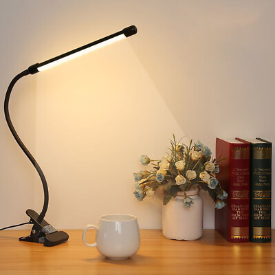 #ad LED Desk Lamp Gooseneck Adjustable Lamp with Clamp Eye Caring Reading Desk Light $12.98