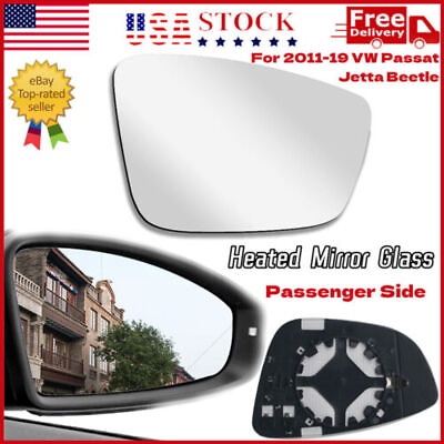 #ad Passenger Side Heated Mirror Glass For Volkswagen VW Passat Jetta Beetle 2011 19 $12.94
