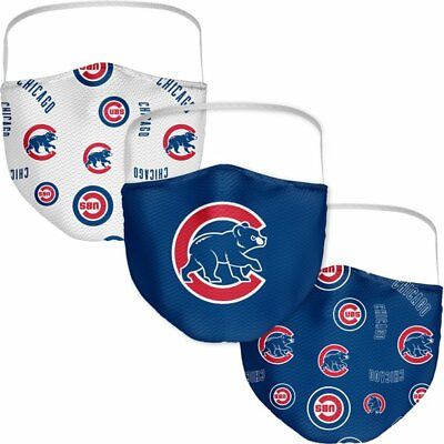 #ad 3 Pack Chicago Cubs Officially Licensed MLB Washable Reusable Face Mask Cover $7.12