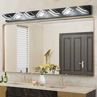 #ad 5 6 7 Lights LED Modern Vanity Lights Acrylic Matte Black Bathroom Vanity Lights $117.79