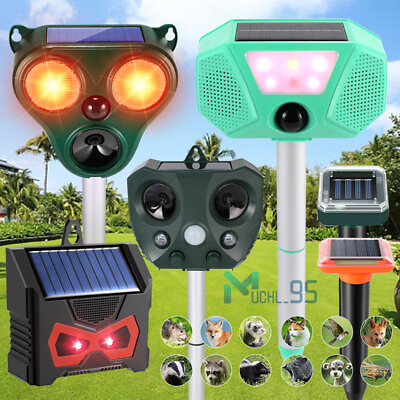 #ad Solar Ultrasonic Animal Repeller Outdoor with Motion Sensor and Flashing Light $26.69