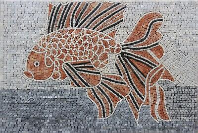 #ad Mosaic Marble Artistic ANIMAL Fish 36x24 Inches Home Decoration $413.00