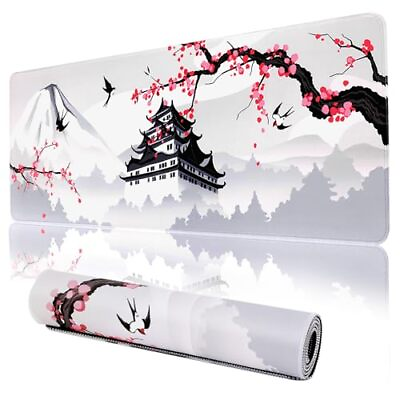 #ad Japanese Cherry Blossom Gaming Mouse Pad 31.5x11.8in Pink Full Desk Japanese ... $29.86