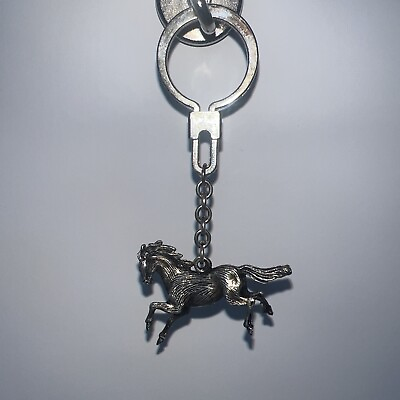 #ad Vtg Stallion Horse keychain Silver tone $9.99