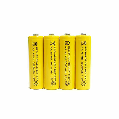 #ad 4 x AA 3000mAh Ni Mh 1.2V rechargeable battery Cell for MP3 RC Yellow US Stock $10.68