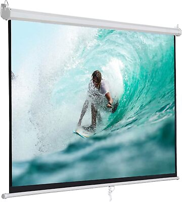 #ad Projector Screen 100#x27;#x27; 16:9 HD Manual Pull Down Projection Screen for Home Use $47.29