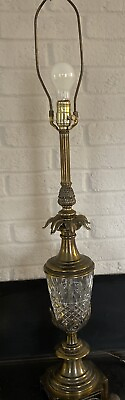 #ad Vintage Brass amp; Crystal Stiffel Table Lamp MC Hollywood Regency Tall Heavy 38” $199.99