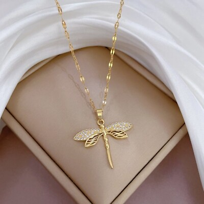 #ad 18K Gold Plated Dragonfly Pendant Necklace for WomenDragonfly Necklace $12.99