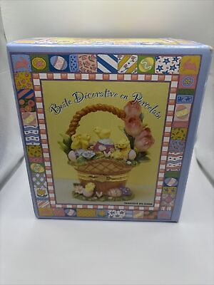 #ad CWC Porcelain Large Trinket Box Decorative Easter Chicks $35.99