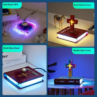 #ad Holy Bible decoration Magnetic Suspension Cross Table Lamp Base Color Light $270.65