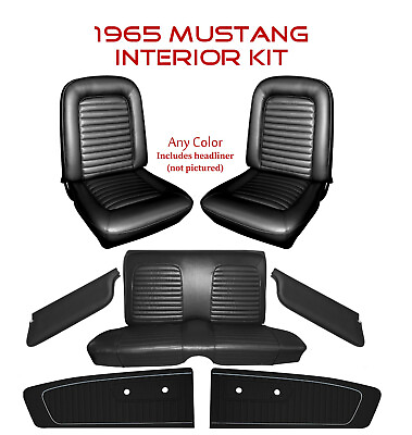 #ad 1965 Mustang Coupe Interior Kit F R Upholstery Door Panels Visors Headliner $706.99
