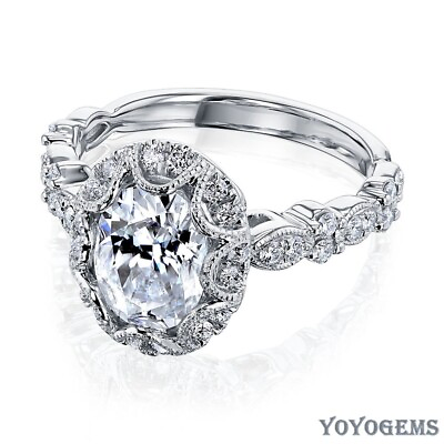 #ad Moissanite Vintage Engagement Ring Solid 14k White Gold 2.50 Carat Oval Cut VVS1 $234.03