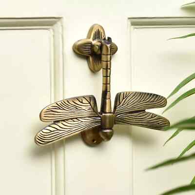 #ad Antique Dragonfly Brass Door Knocker Handmade Front Doorbell 6.30 inches $57.20
