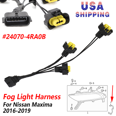 #ad US For Nissan Maxima Fog Light Wiring Harness Wire #24070 4RA0B 2016 2017 2018 $38.99