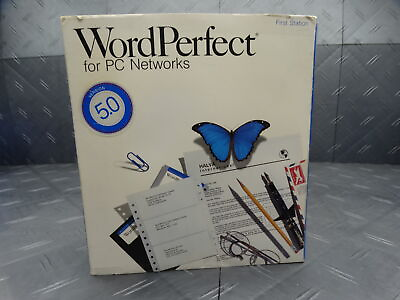 #ad WordPerfect for PC Network FIRST STATION Edition 5.25in Version 5.0 Open Box $233.99