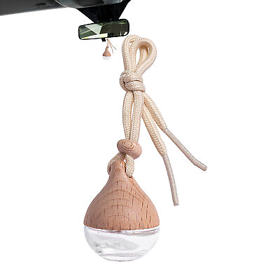 #ad 5Pcs Car Hangings Air Freshener Bottle Wooden Transparent Glass Car Perfume $13.19