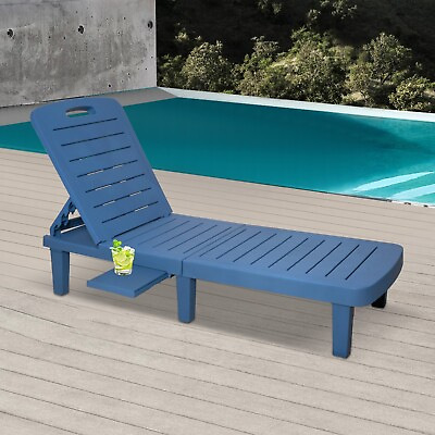 #ad VILOBOS Outdoor Chaise Lounge Chair Pool Reclining Seat 4 Position w Tray Bag $99.99