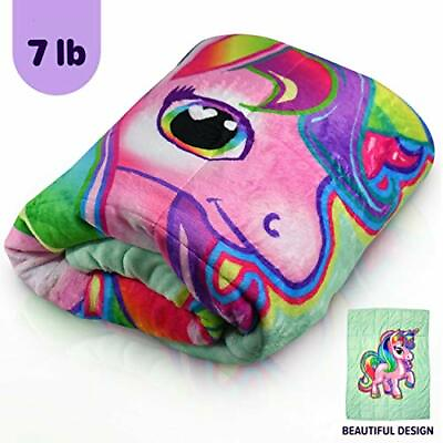 #ad Calming Kid Unicorn Weighted Blanket by Bell Howell 7lb with Glass Bead Fill $59.99