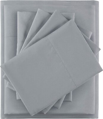 #ad Intelligent Design Microfiber Sheet Set with Side Wrinkle Twin Grey $33.04