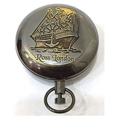 #ad 2quot; Vintage Antique Nautical Ross London Brass Push Button Pocket Compass $15.30