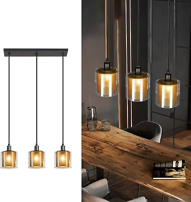 #ad #ad 3 Lights Pendant Lighting Adjustable Hanging Light Fixtures Glass Ceiling E12 $26.53